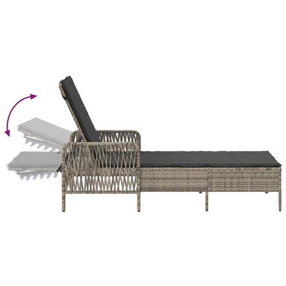 Sonnenliege mit Kissen Hellgrau 157 x 55 x 92cm Poly-Rattan