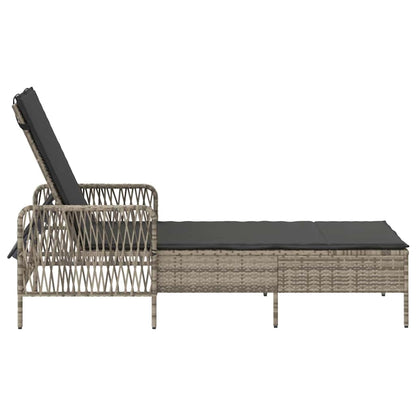 Sonnenliege mit Kissen Hellgrau 157 x 55 x 92cm Poly-Rattan