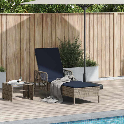 Sonnenliege mit Kissen Grau 157 x 55 x 92cm Poly-Rattan