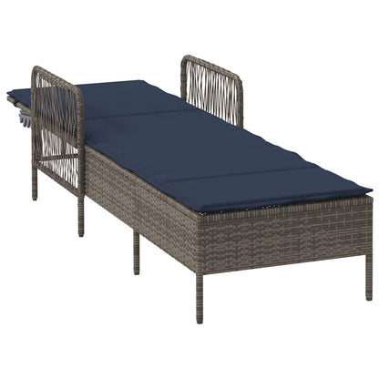 Sonnenliege mit Kissen Grau 157 x 55 x 92cm Poly-Rattan