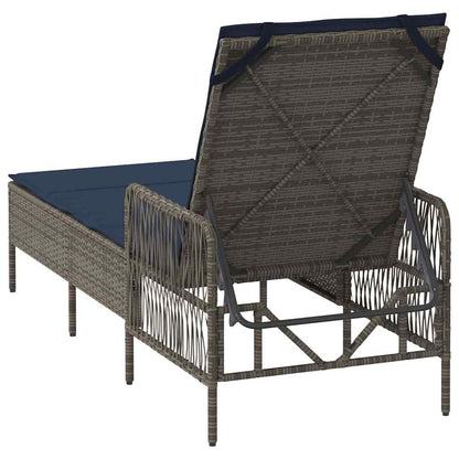 Sonnenliege mit Kissen Grau 157 x 55 x 92cm Poly-Rattan