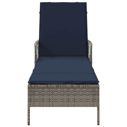 Sonnenliege mit Kissen Grau 157 x 55 x 92cm Poly-Rattan