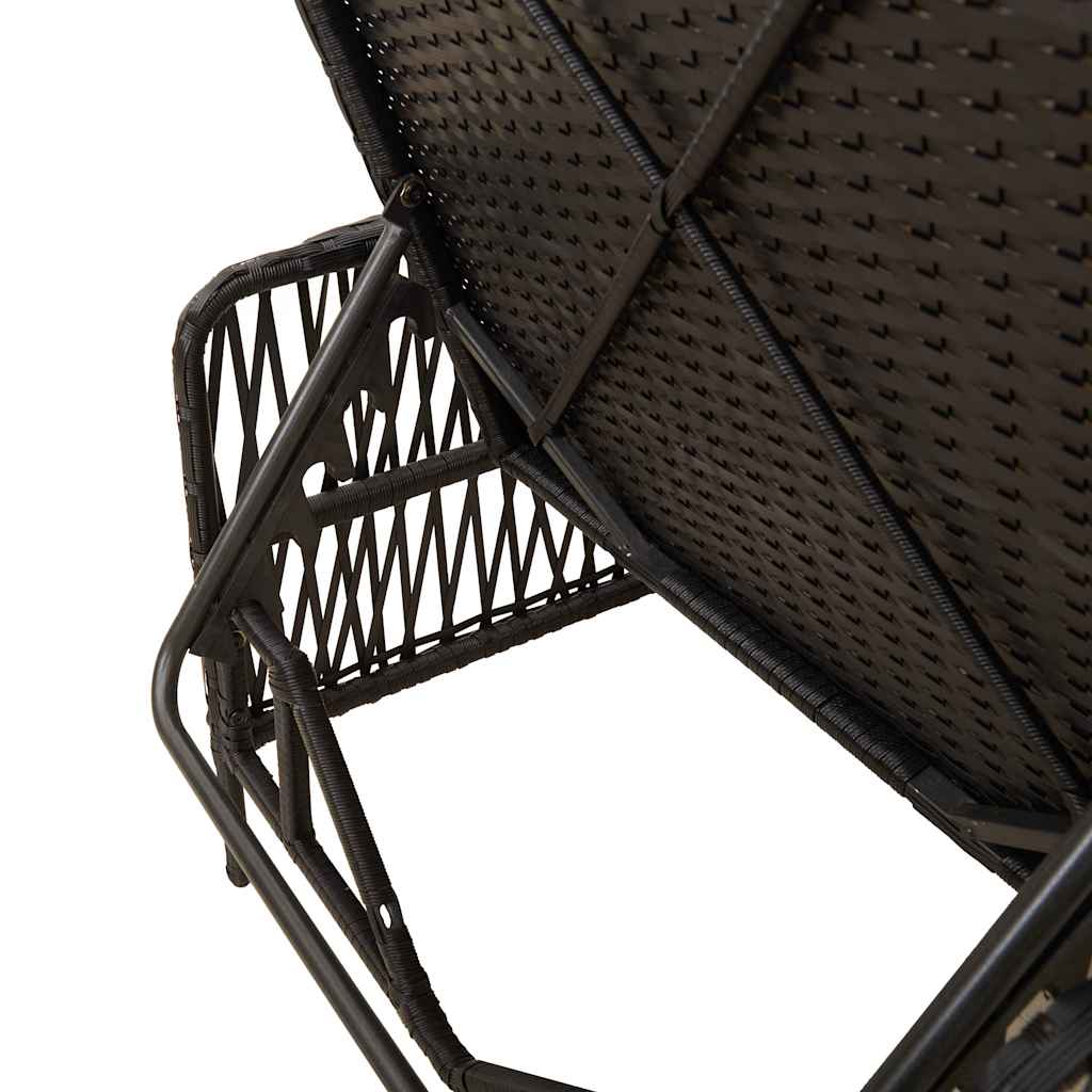 Sonnenliege mit Kissen 2 pcs Schwarz 35 x 35 x 32cm Poly-Rattan