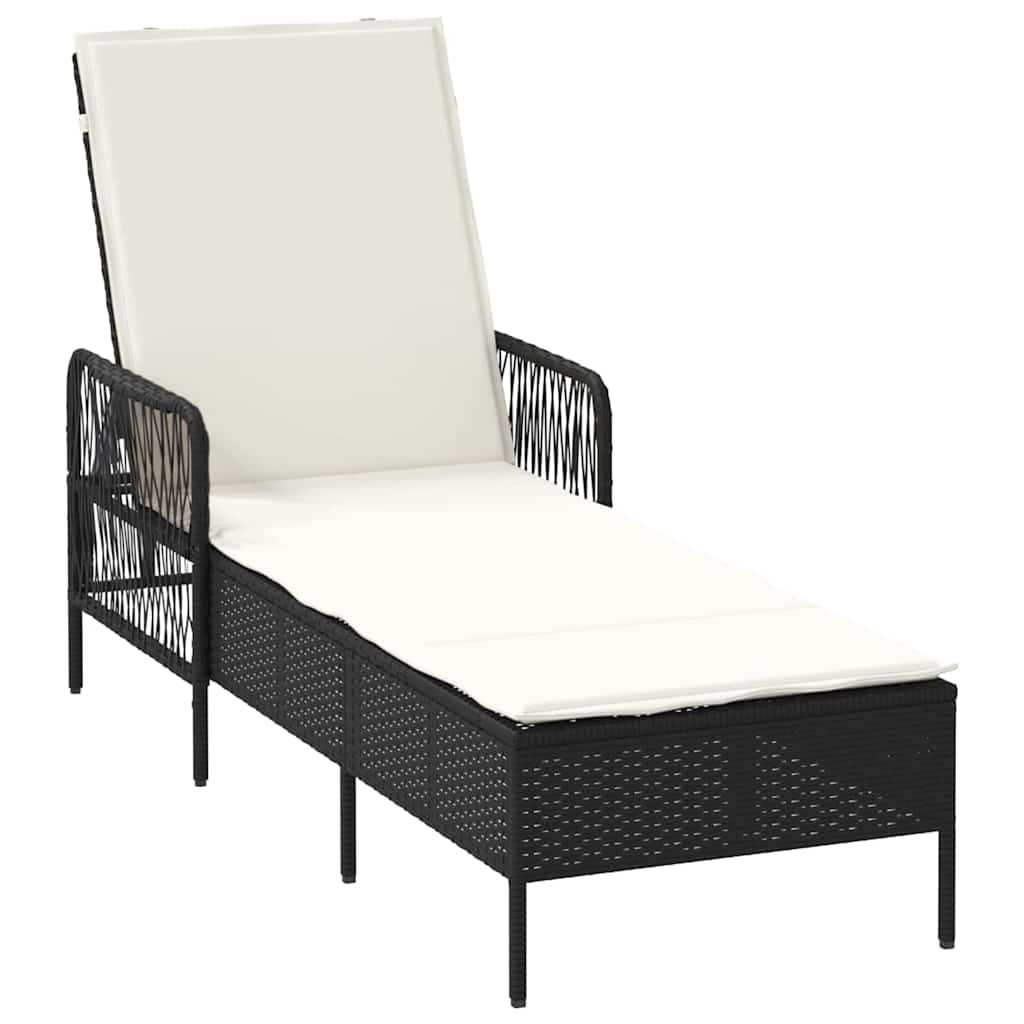 Sonnenliege mit Kissen 2 pcs Schwarz 35 x 35 x 32cm Poly-Rattan