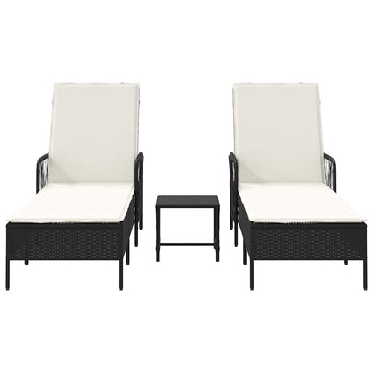 Sonnenliege mit Kissen 2 pcs Schwarz 35 x 35 x 32cm Poly-Rattan