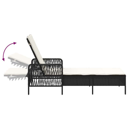 Sonnenliege mit Kissen 2 pcs Schwarz 35 x 35 x 32cm Poly-Rattan