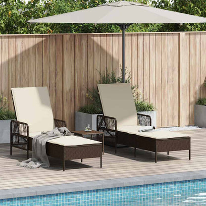 Sonnenliege mit Kissen 2 pcs Braun 35 x 35 x 32cm Poly-Rattan