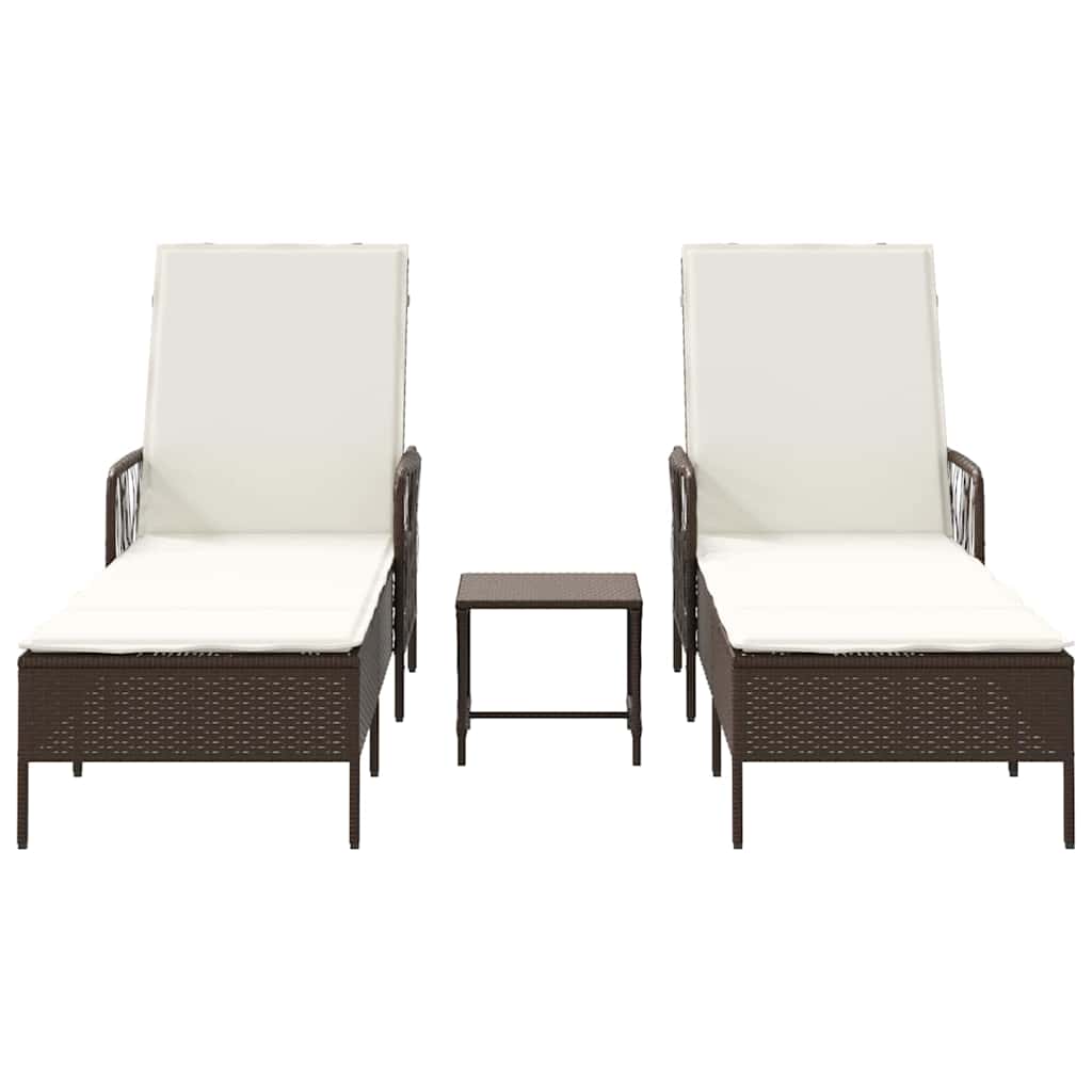 Sonnenliege mit Kissen 2 pcs Braun 35 x 35 x 32cm Poly-Rattan
