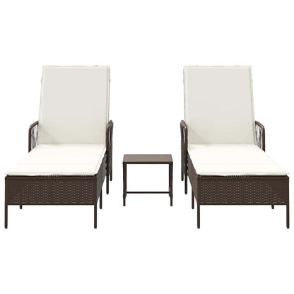 Sonnenliege mit Kissen 2 pcs Braun 35 x 35 x 32cm Poly-Rattan