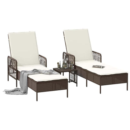 Sonnenliege mit Kissen 2 pcs Braun 35 x 35 x 32cm Poly-Rattan