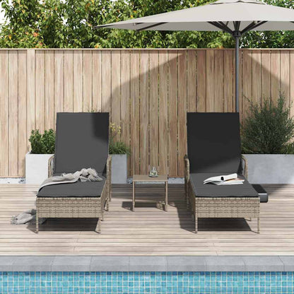 Sonnenliege mit Kissen 2 pcs Grau 35 x 35 x 32cm Poly-Rattan