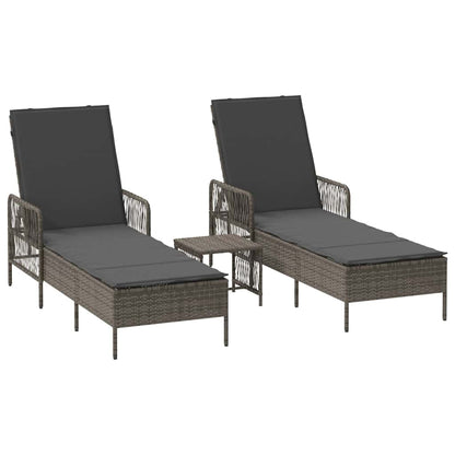 Sonnenliege mit Kissen 2 pcs Grau 35 x 35 x 32cm Poly-Rattan
