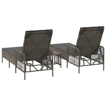 Sonnenliege mit Kissen 2 pcs Grau 35 x 35 x 32cm Poly-Rattan