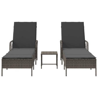 Sonnenliege mit Kissen 2 pcs Grau 35 x 35 x 32cm Poly-Rattan
