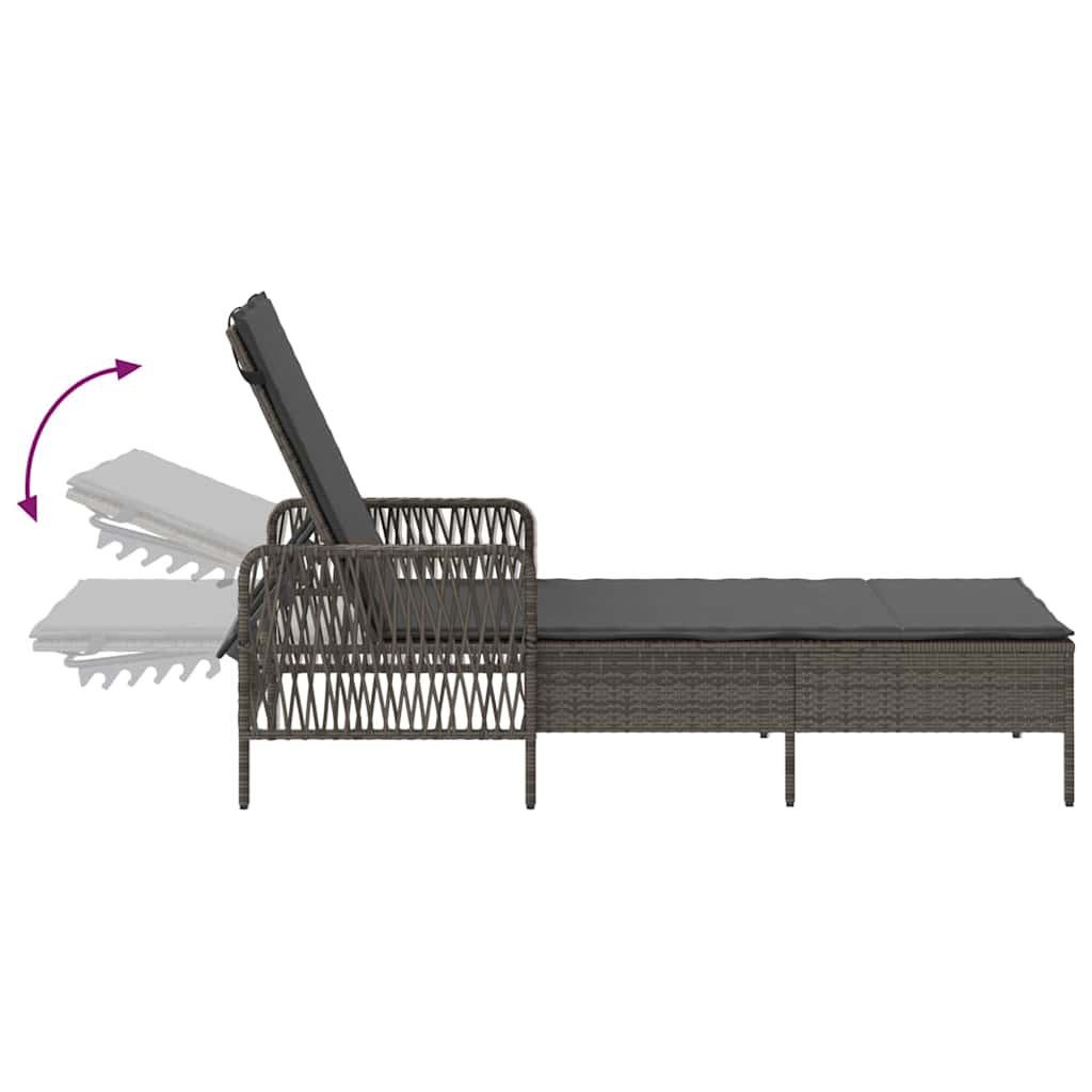 Sonnenliege mit Kissen 2 pcs Grau 35 x 35 x 32cm Poly-Rattan