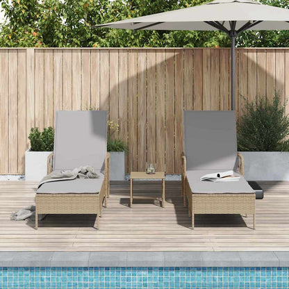 Sonnenliege mit Kissen 2 pcs Beige 35 x 35 x 32cm Poly-Rattan
