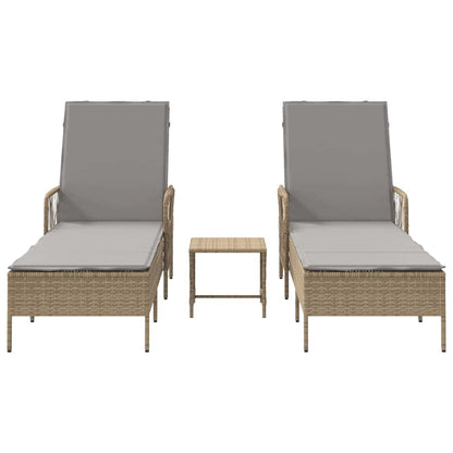 Sonnenliege mit Kissen 2 pcs Beige 35 x 35 x 32cm Poly-Rattan