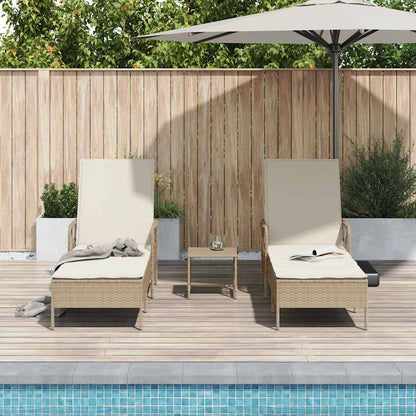Sonnenliege mit Kissen 2 pcs Beige 35 x 35 x 32cm Poly-Rattan