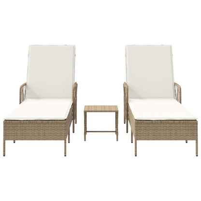 Sonnenliege mit Kissen 2 pcs Beige 35 x 35 x 32cm Poly-Rattan