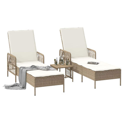 Sonnenliege mit Kissen 2 pcs Beige 35 x 35 x 32cm Poly-Rattan