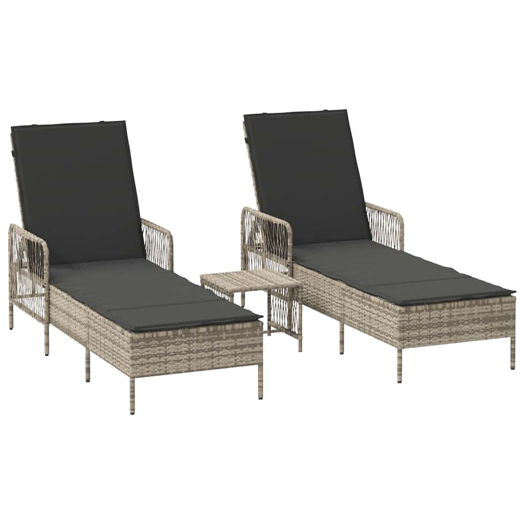 Sonnenliege 2-Person 2 pcs Hellgrau 35 x 35 x 32cm Poly-Rattan
