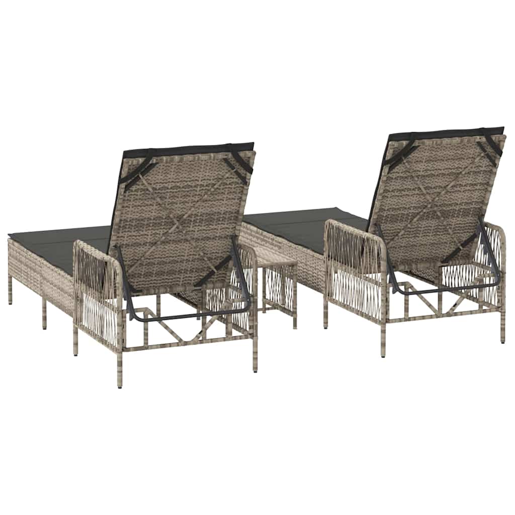 Sonnenliege 2-Person 2 pcs Hellgrau 35 x 35 x 32cm Poly-Rattan