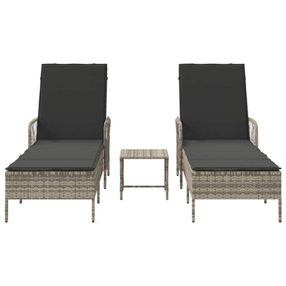 Sonnenliege 2-Person 2 pcs Hellgrau 35 x 35 x 32cm Poly-Rattan