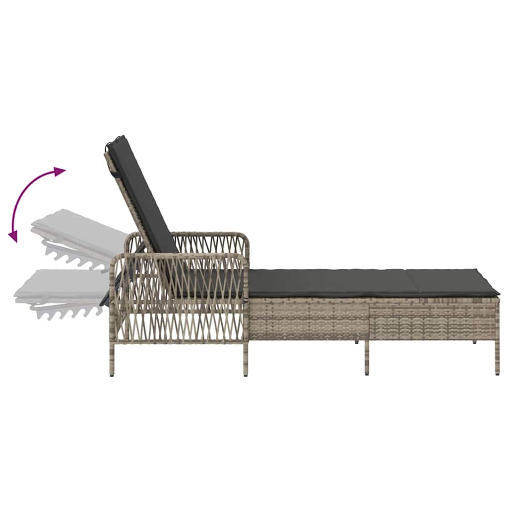 Sonnenliege 2-Person 2 pcs Hellgrau 35 x 35 x 32cm Poly-Rattan