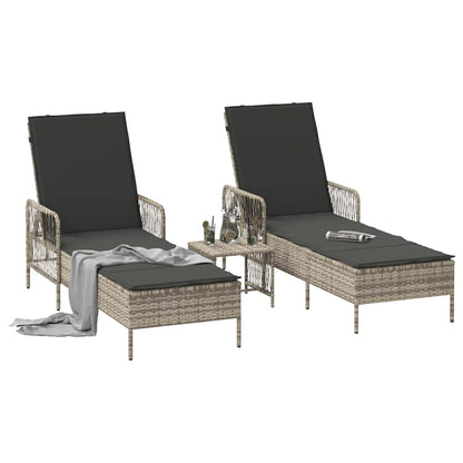 Sonnenliege 2-Person 2 pcs Hellgrau 35 x 35 x 32cm Poly-Rattan