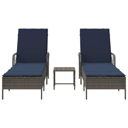 Sonnenliege mit Kissen 2 pcs Grau 35 x 35 x 32cm Poly-Rattan