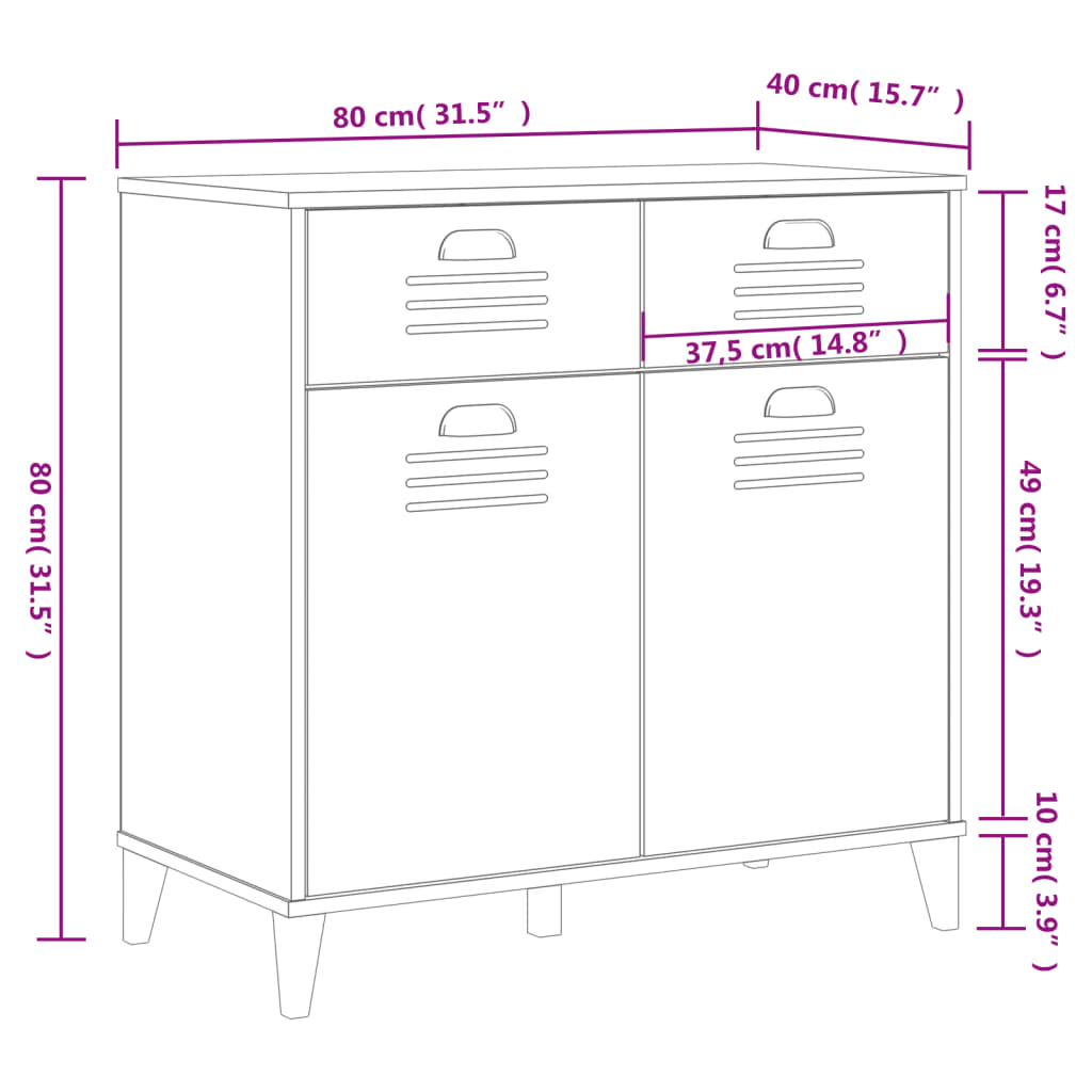 Skænk VIKEN Antracit 80x40x80 cm Træ Materiale