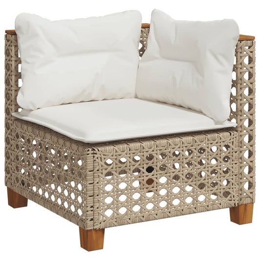 Garten-Ecksofa mit Kissen Beige Poly Rattan