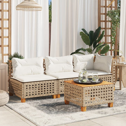 Garten-Ecksofa mit Kissen Beige Poly Rattan