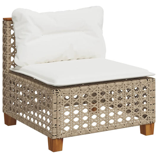Gartensofa ohne Armlehnen mit Kissen Beige Poly Rattan