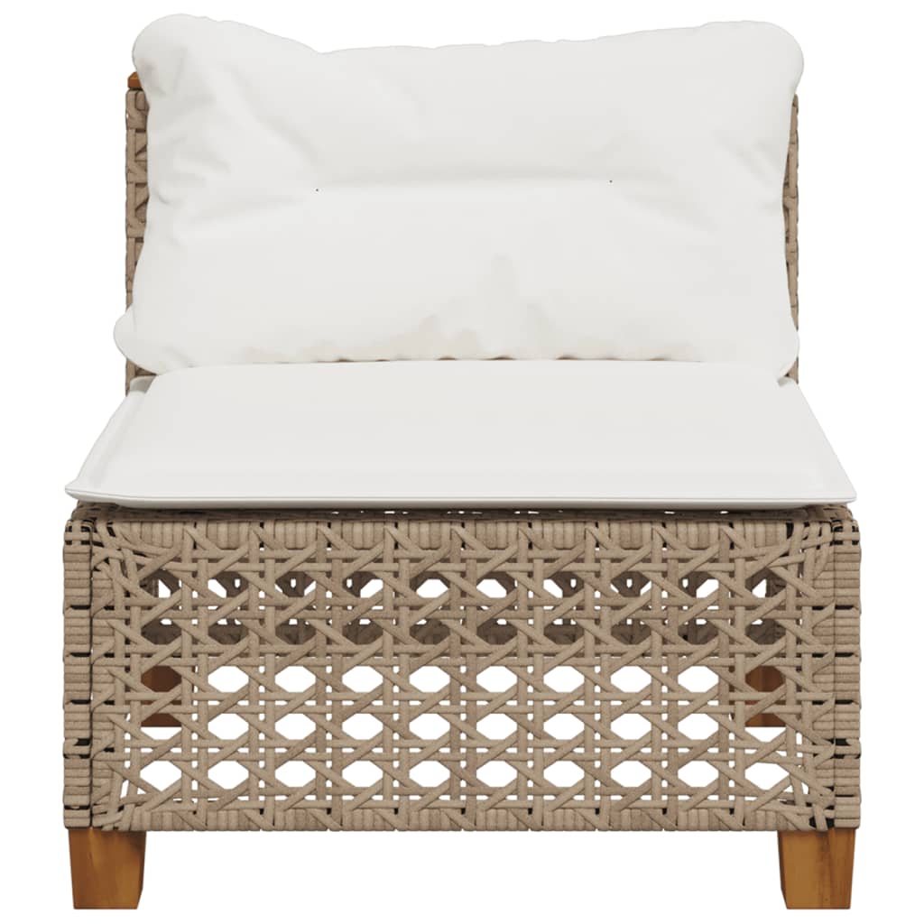 Gartensofa ohne Armlehnen mit Kissen Beige Poly Rattan
