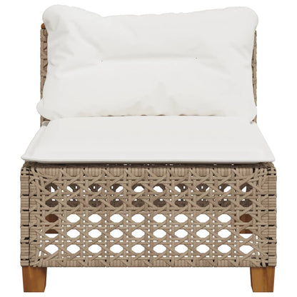 Gartensofa ohne Armlehnen mit Kissen Beige Poly Rattan