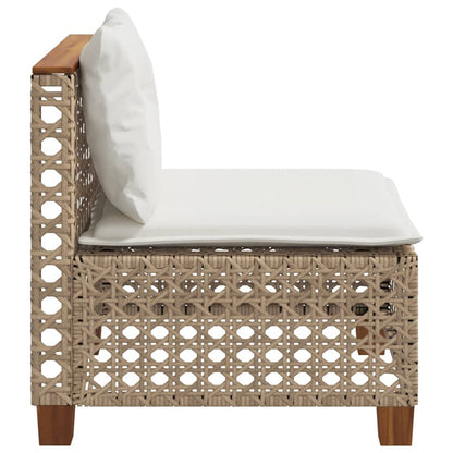 Gartensofa ohne Armlehnen mit Kissen Beige Poly Rattan