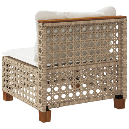 Gartensofa ohne Armlehnen mit Kissen Beige Poly Rattan