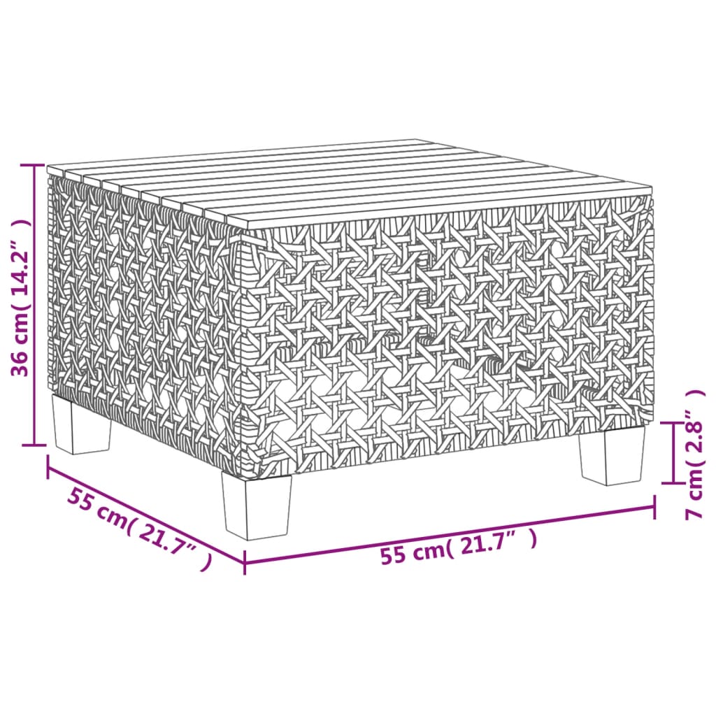 Havebord Beige 55x55x36 cm Polyrattan Akacietræ