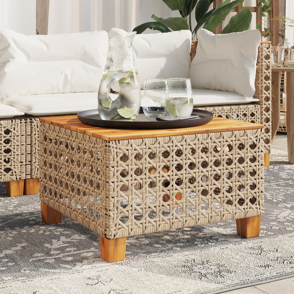 Havebord Beige 55x55x36 cm Polyrattan Akacietræ