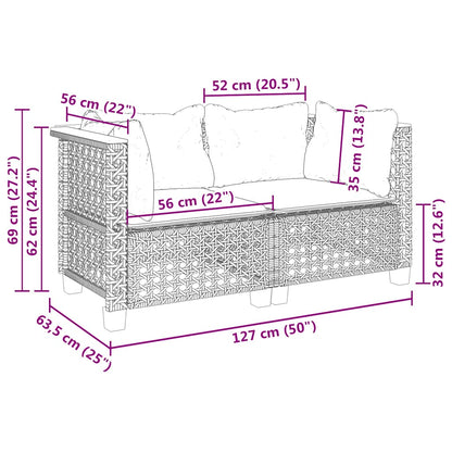 Garten-Ecksofas mit Kissen 2 Stk. Beige Poly Rattan