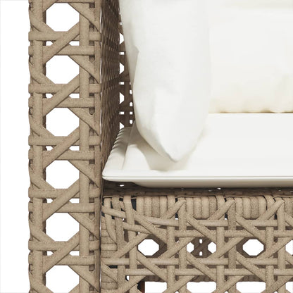 Gartensofa mit Kissen 3-Sitzer Beige Poly Rattan