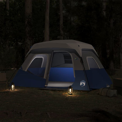 Familienzelt mit LED 6 Personen Hellblau Quick Release