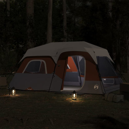 Familienzelt mit LED 9 Personen Hellgrau Orange Quick Release
