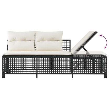 3-tlg. Garten-Ecksofa-Set mit Kissen Schwarz Poly Rattan