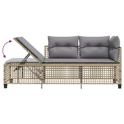3-tlg. Garten-Ecksofa-Set mit Kissen Beige Poly Rattan