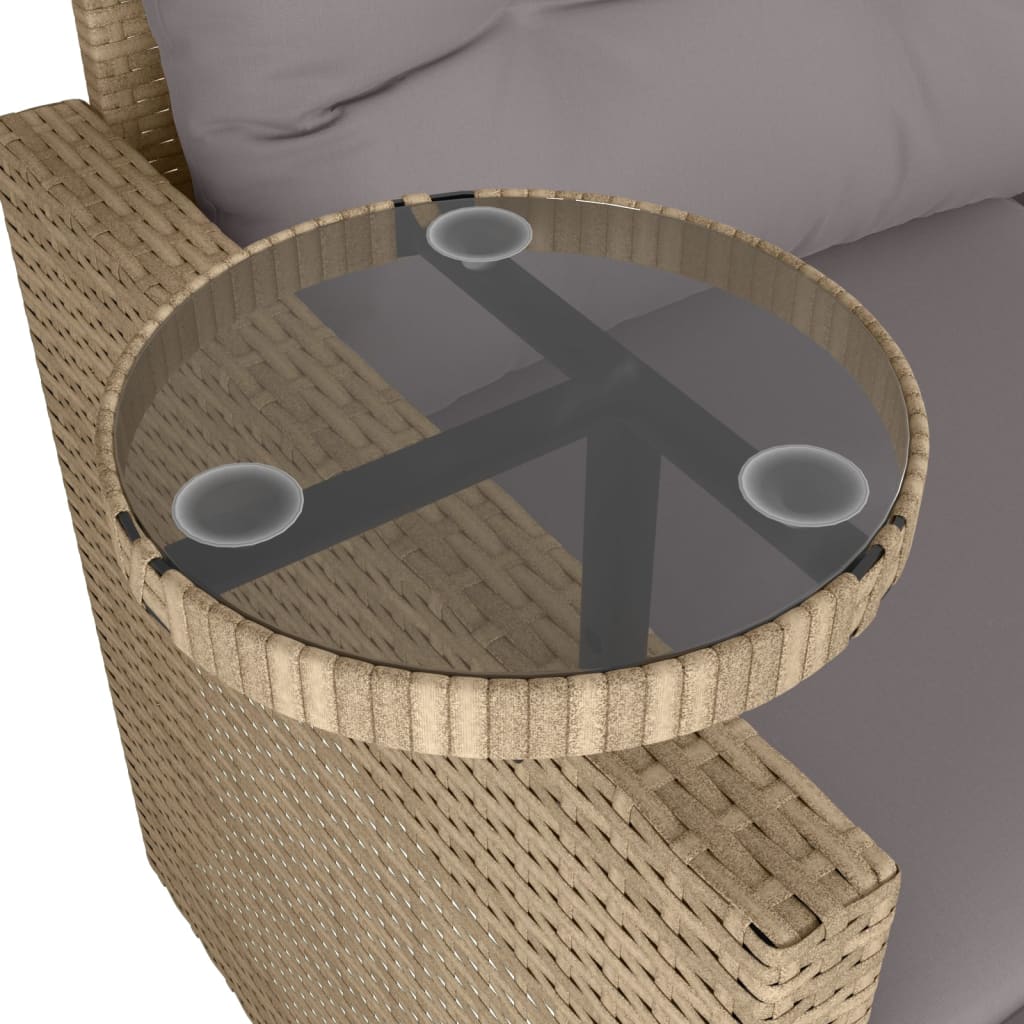 3-tlg. Garten-Sofagarnitur mit Kissen Beige Poly Rattan