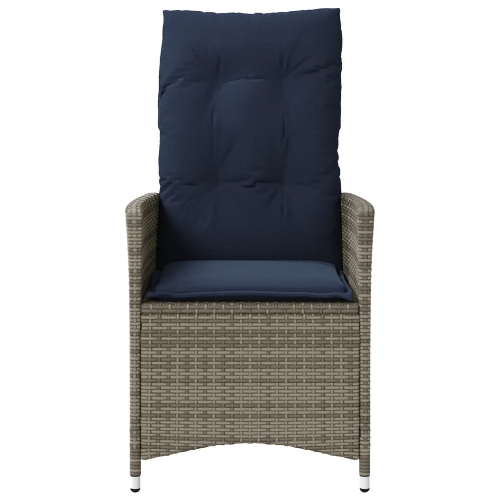 Gartenstühle Verstellbar 2 Stk. mit Kissen Grau Poly Rattan