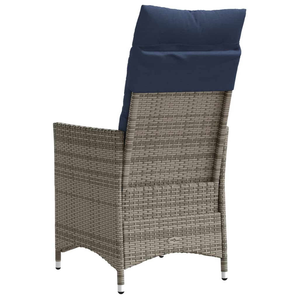 Gartenstühle Verstellbar 2 Stk. mit Kissen Grau Poly Rattan