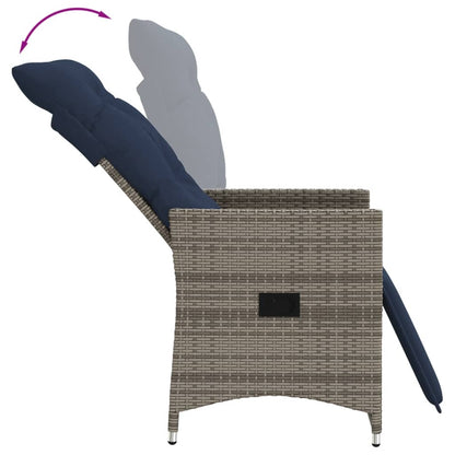 Gartenstühle Verstellbar 2 Stk. mit Kissen Grau Poly Rattan